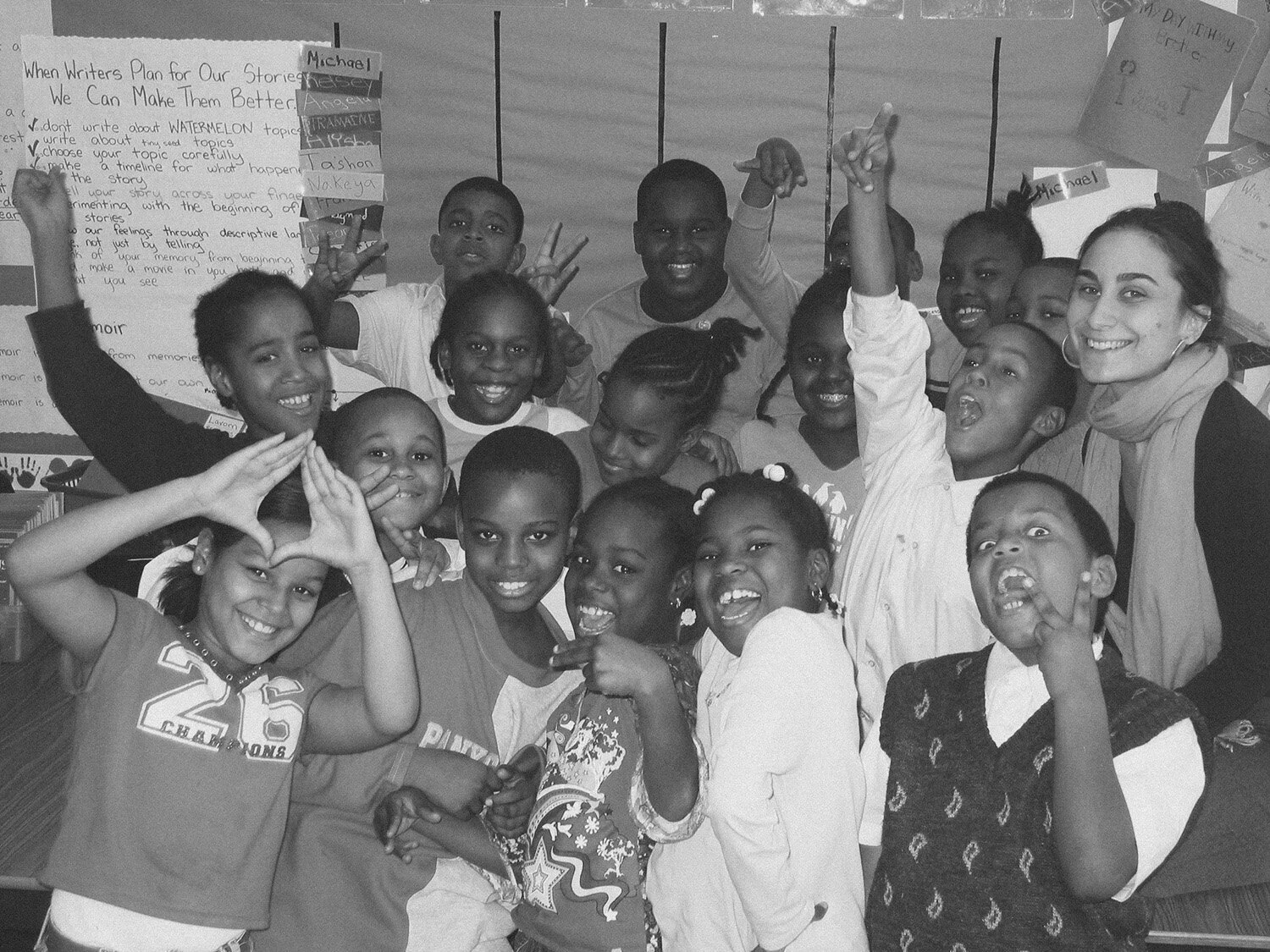 Jenna with students