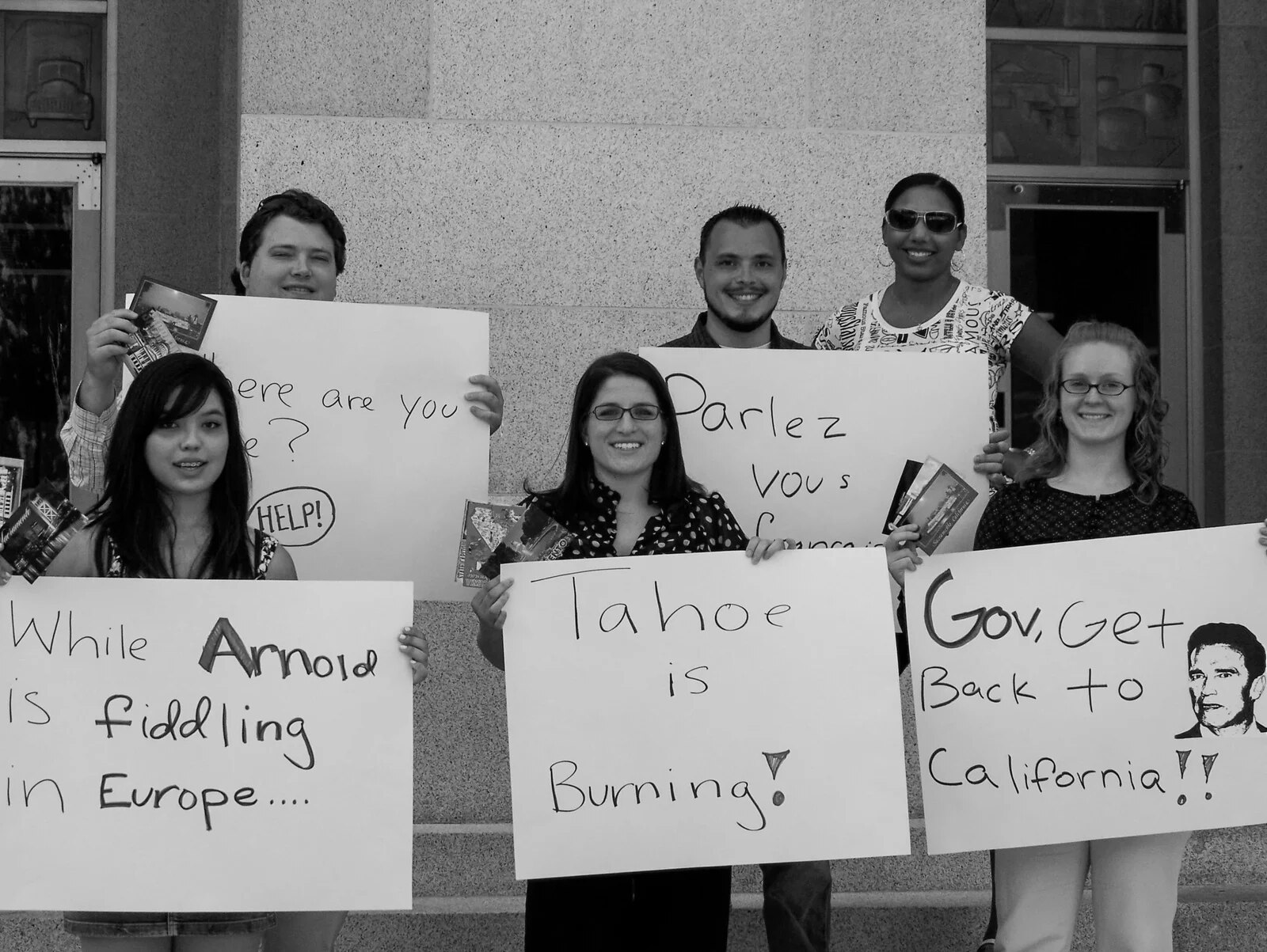 Stacy with protesters